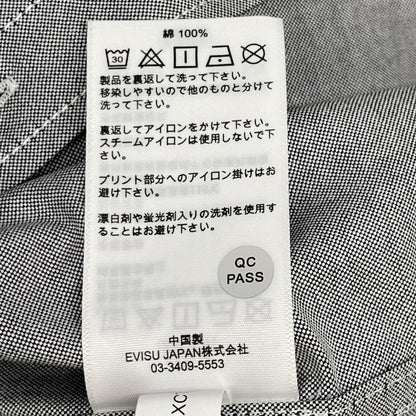 EVISU エヴィス グレー カモメプリント リラックスフィット ロングスリーブ オックスフォードシャツ トップス