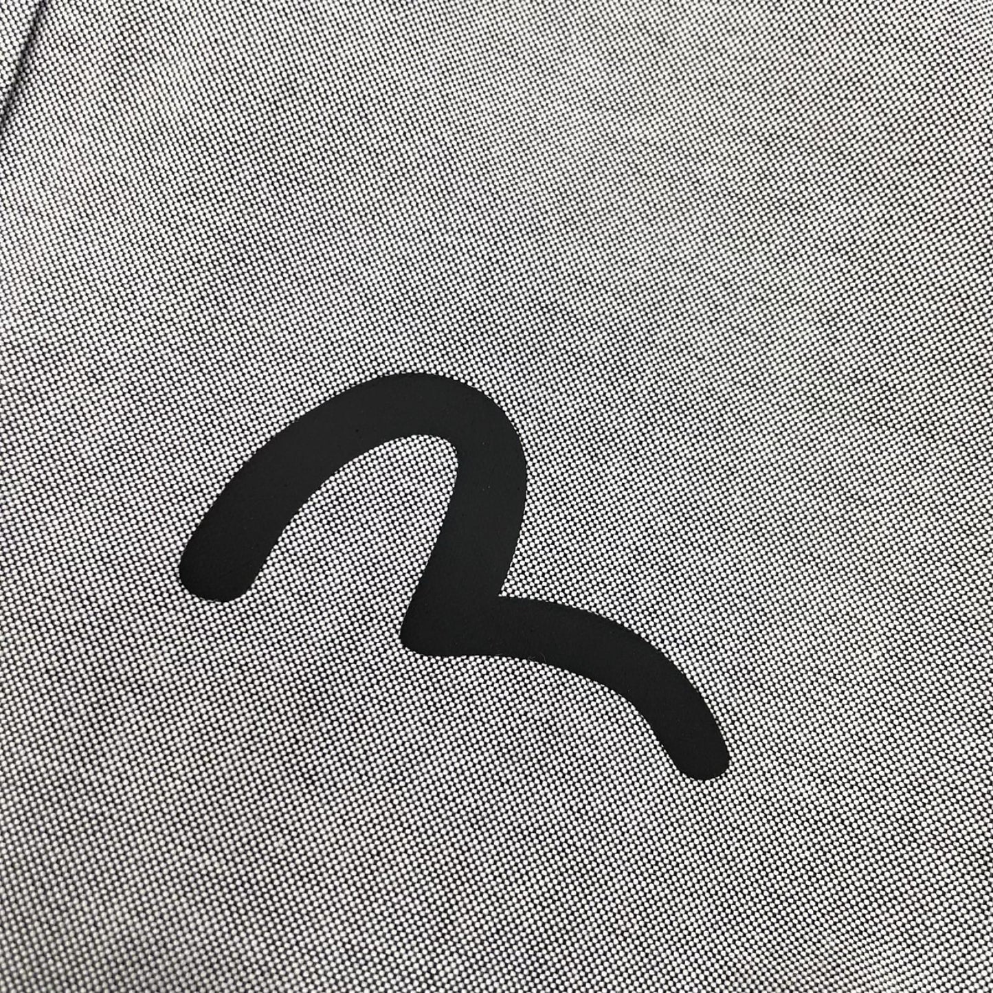 EVISU エヴィス グレー カモメプリント リラックスフィット ロングスリーブ オックスフォードシャツ トップス