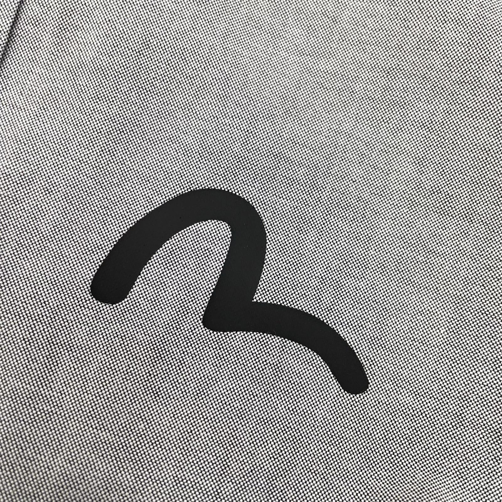 EVISU エヴィス グレー カモメプリント リラックスフィット ロングスリーブ オックスフォードシャツ トップス