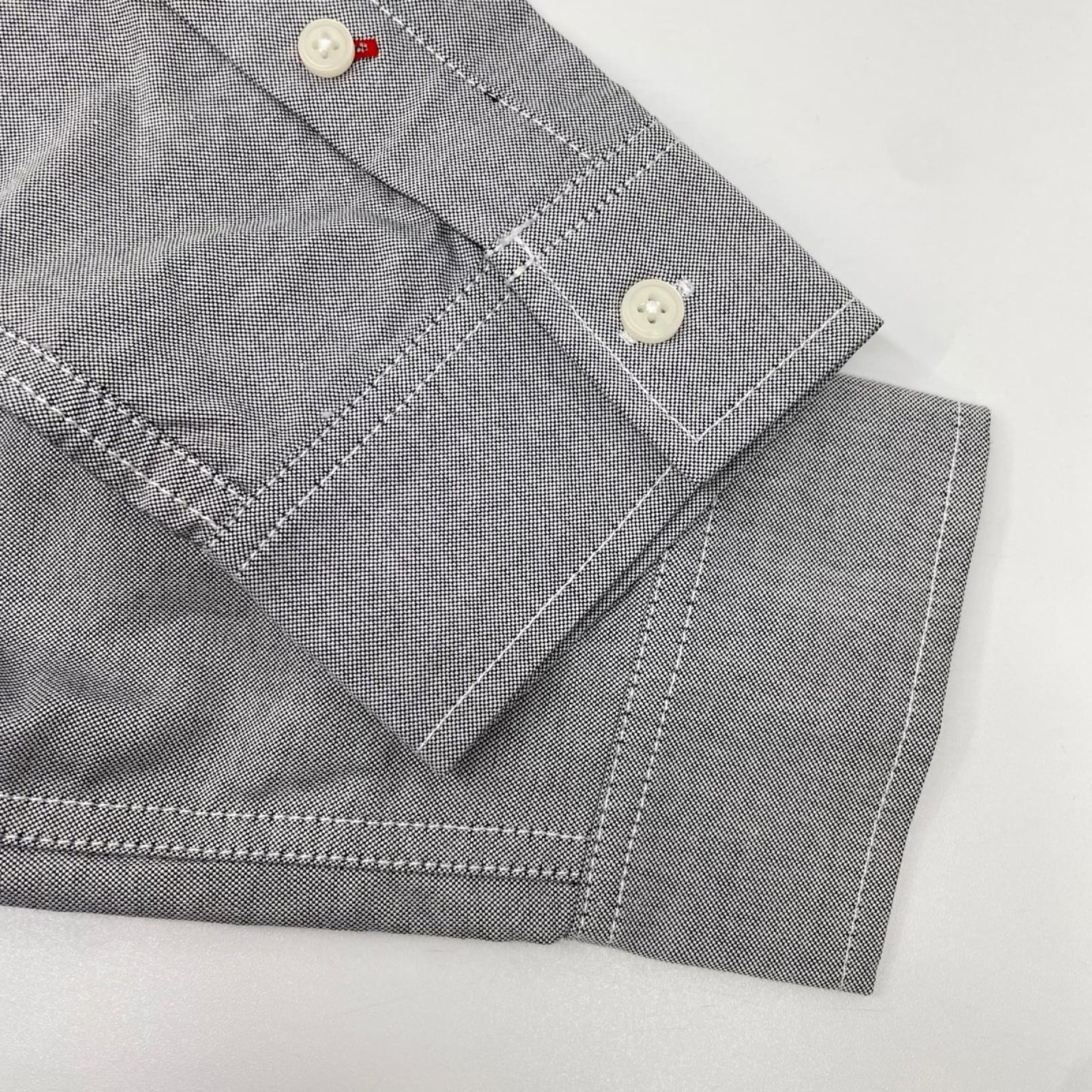 EVISU エヴィス グレー カモメプリント リラックスフィット ロングスリーブ オックスフォードシャツ トップス