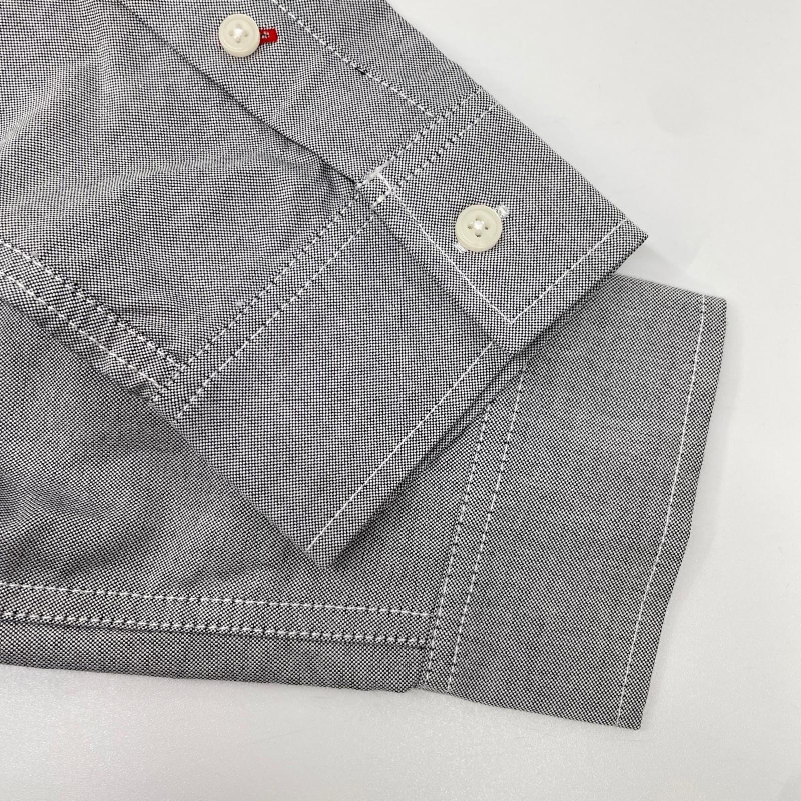 EVISU エヴィス グレー カモメプリント リラックスフィット ロングスリーブ オックスフォードシャツ トップス