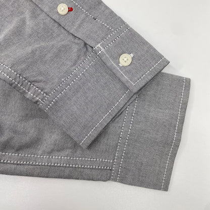 EVISU エヴィス グレー カモメプリント リラックスフィット ロングスリーブ オックスフォードシャツ トップス