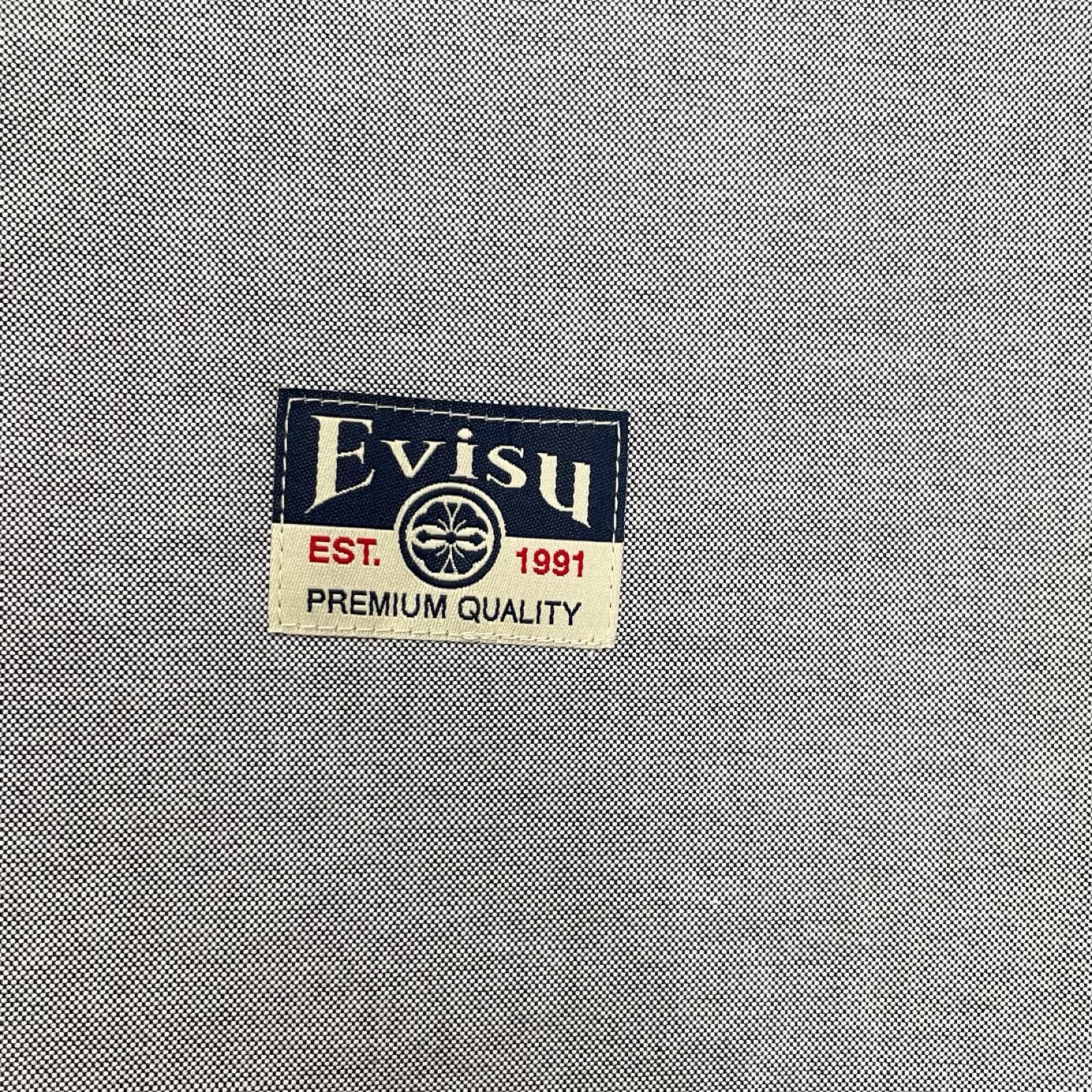 EVISU エヴィス グレー カモメプリント リラックスフィット ロングスリーブ オックスフォードシャツ トップス