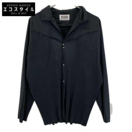 todo kotohayokozawa トゥードゥー コトハヨコザワ 23AW ブラック wave shirts プリーツ切替デザイシャツ トップス
