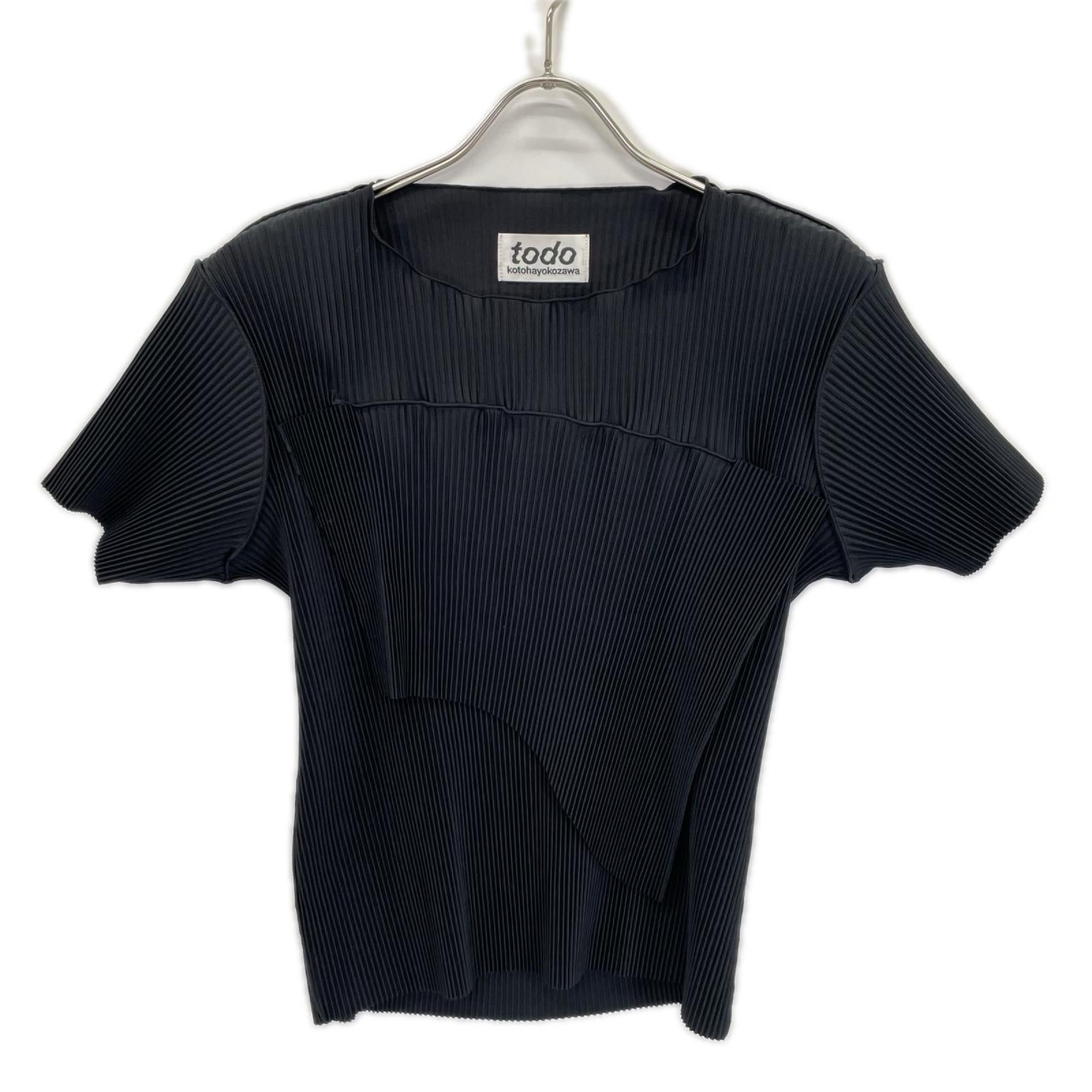 todo kotohayokozawa トゥードゥー コトハヨコザワ ブラック wave tiny top short sleeve プリーツデザインショートスリーブトップス トップス