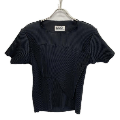 todo kotohayokozawa トゥードゥー コトハヨコザワ ブラック wave tiny top short sleeve プリーツデザインショートスリーブトップス トップス