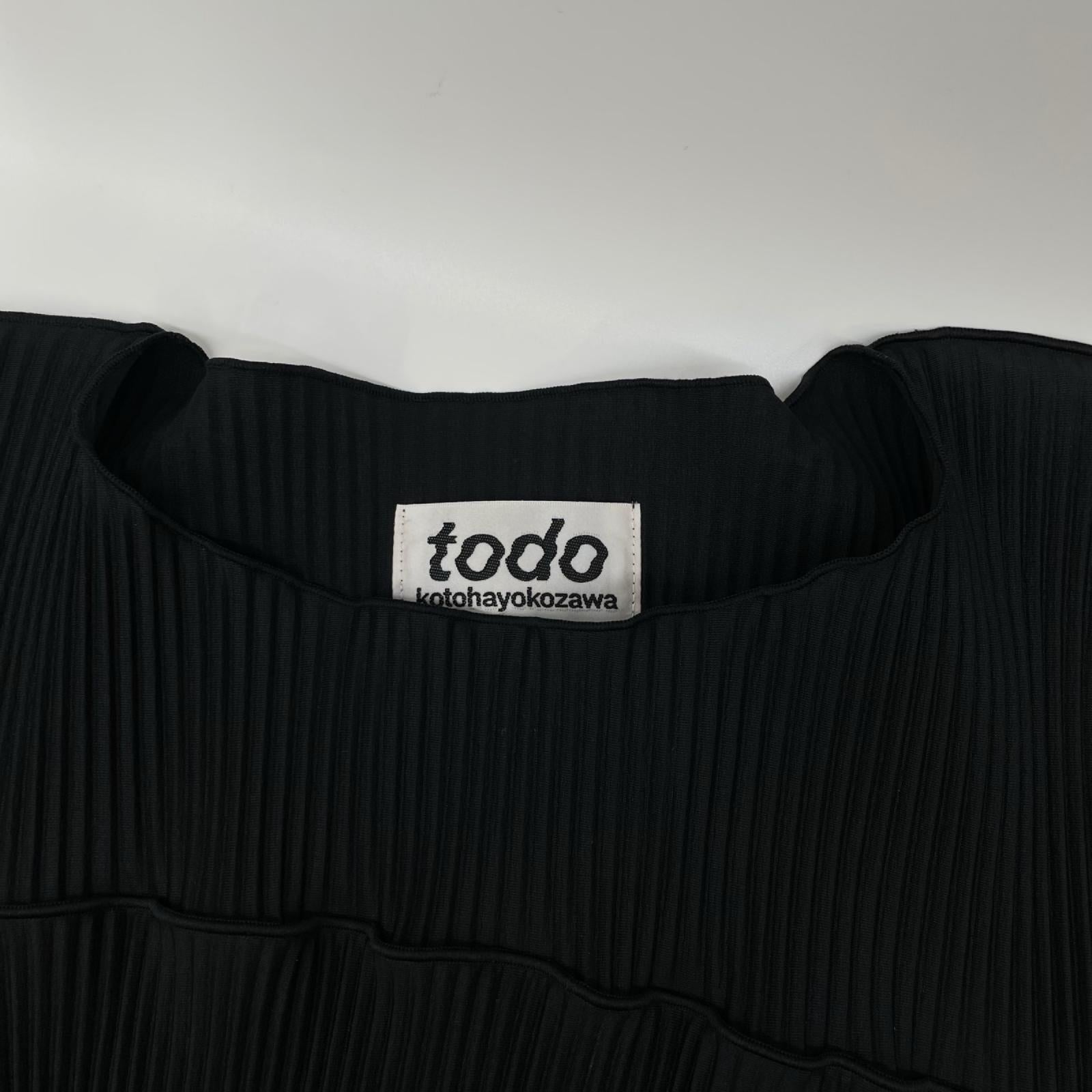todo kotohayokozawa トゥードゥー コトハヨコザワ ブラック wave tiny top short sleeve プリーツデザインショートスリーブトップス トップス