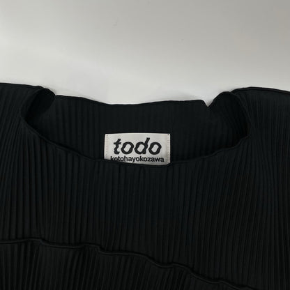 todo kotohayokozawa トゥードゥー コトハヨコザワ ブラック wave tiny top short sleeve プリーツデザインショートスリーブトップス トップス