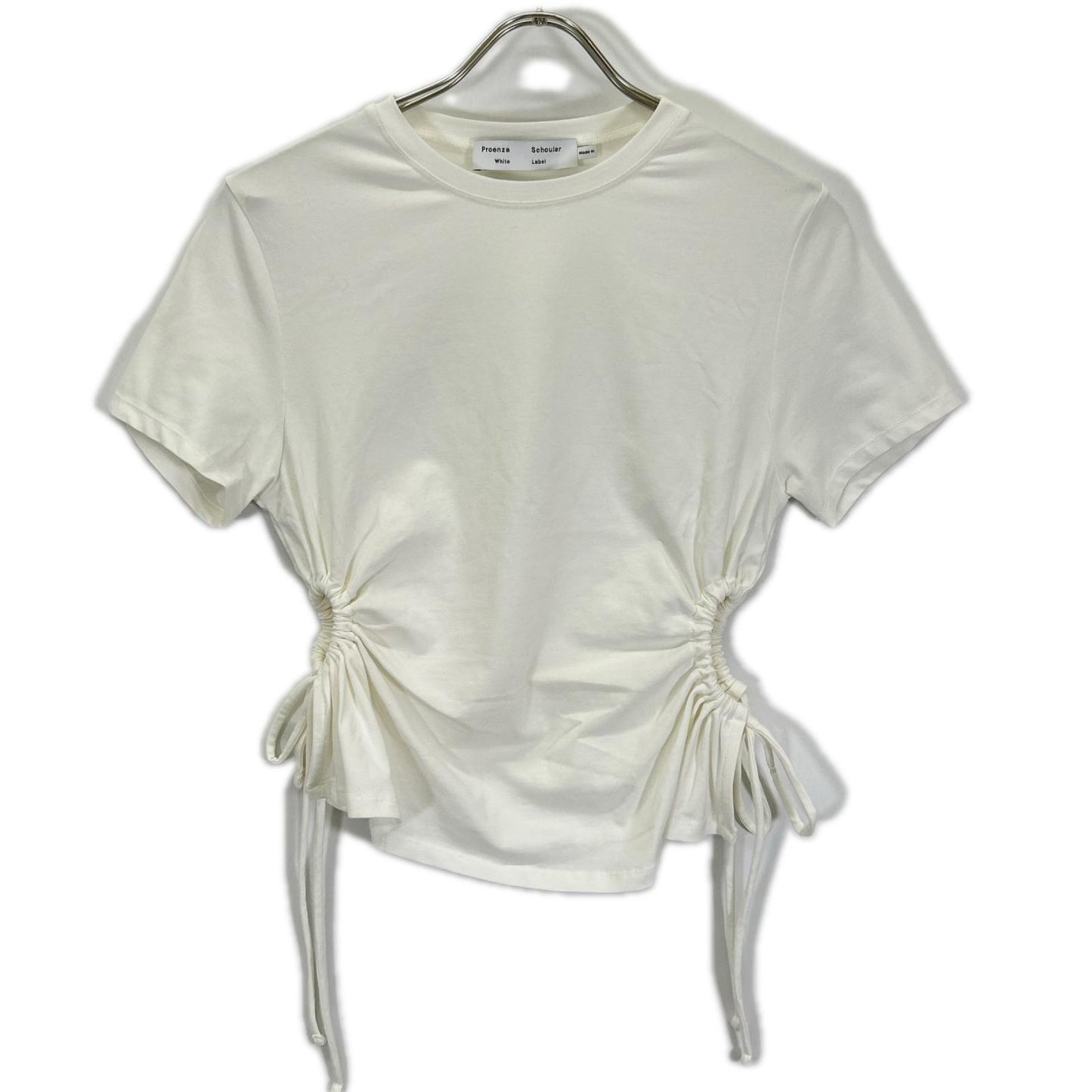 Proenza Schouler プロエンザスクーラー 【White Label】ホワイト サイドドローストリングギャザーTシャツ トップス