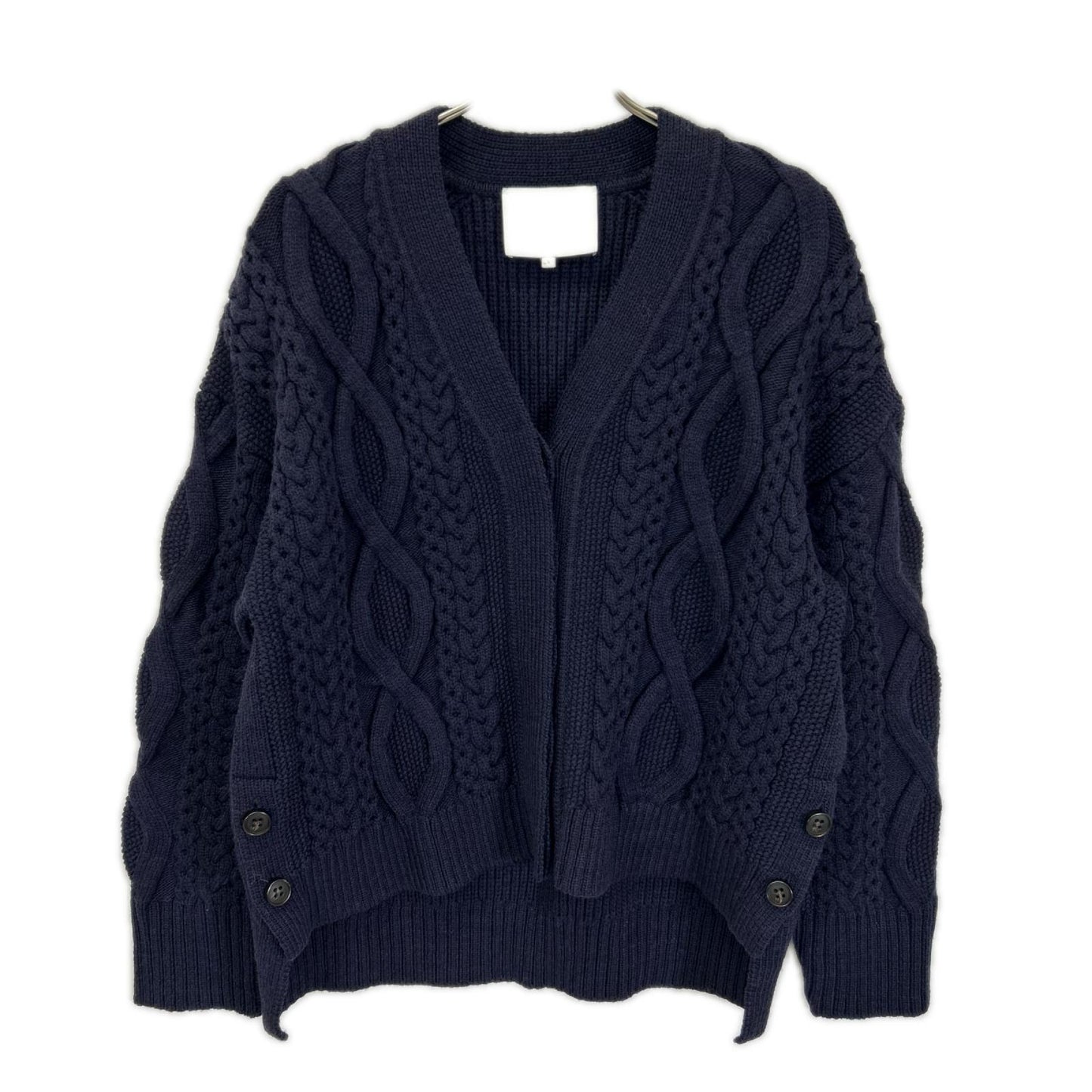 3.1 Phillip lim スリーワンフィリップリム ネイビー ウール ケーブルニット 比翼ボタン カーディガン トップス
