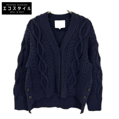 3.1 Phillip lim スリーワンフィリップリム ネイビー ウール ケーブルニット 比翼ボタン カーディガン トップス