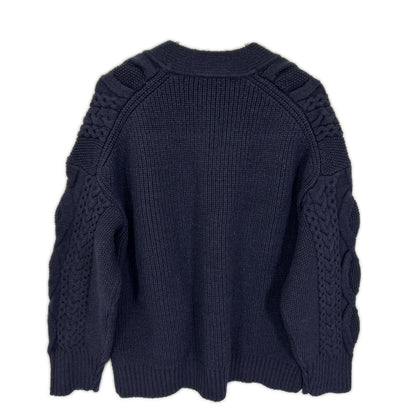 3.1 Phillip lim スリーワンフィリップリム ネイビー ウール ケーブルニット 比翼ボタン カーディガン トップス