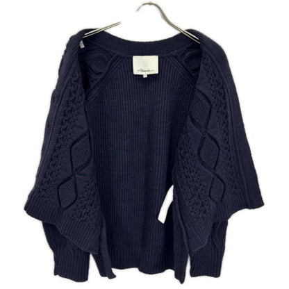 3.1 Phillip lim スリーワンフィリップリム ネイビー ウール ケーブルニット 比翼ボタン カーディガン トップス