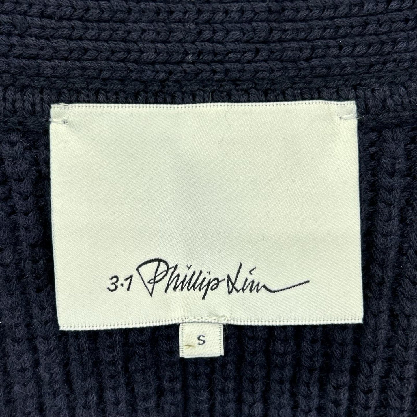 3.1 Phillip lim スリーワンフィリップリム ネイビー ウール ケーブルニット 比翼ボタン カーディガン トップス