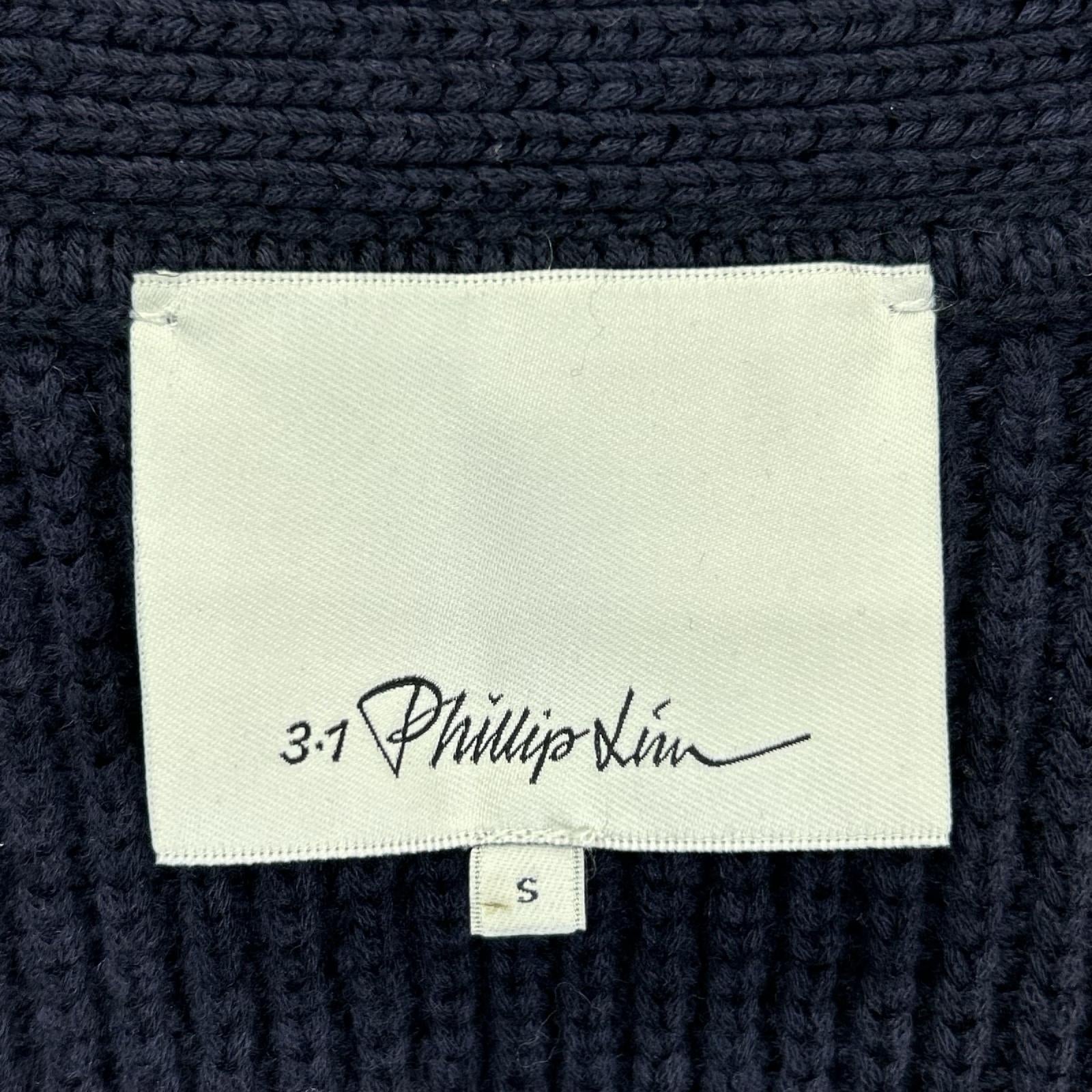 3.1 Phillip lim スリーワンフィリップリム ネイビー ウール ケーブルニット 比翼ボタン カーディガン トップス