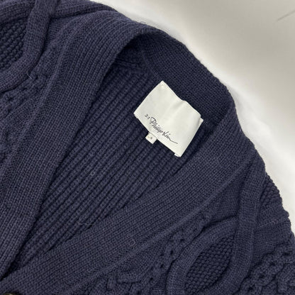 3.1 Phillip lim スリーワンフィリップリム ネイビー ウール ケーブルニット 比翼ボタン カーディガン トップス