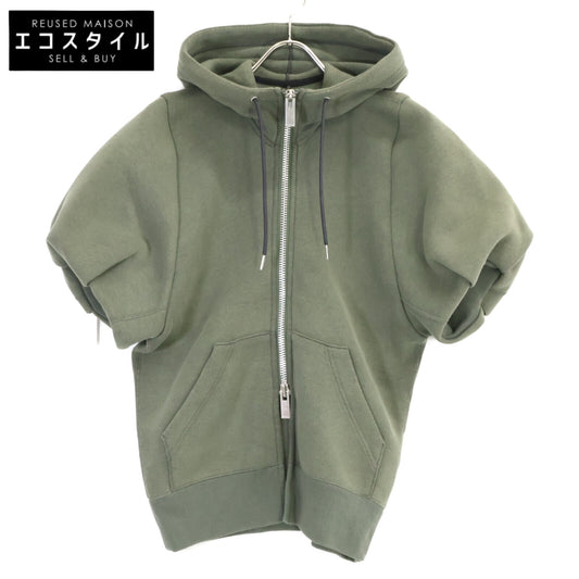 sacai サカイ 24-07396 24SS カーキ Sponge Sweat Hoodie ジップアップ スポンジスウェット フーディ ジャケット