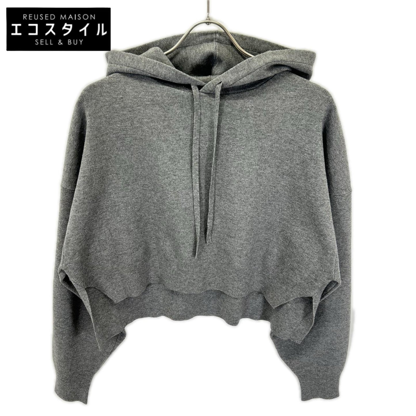 ENFOLD エンフォルド 25AW 300IA170-1861 グレー レーヨン混 CROPPED HOODED PULLOVER トップス