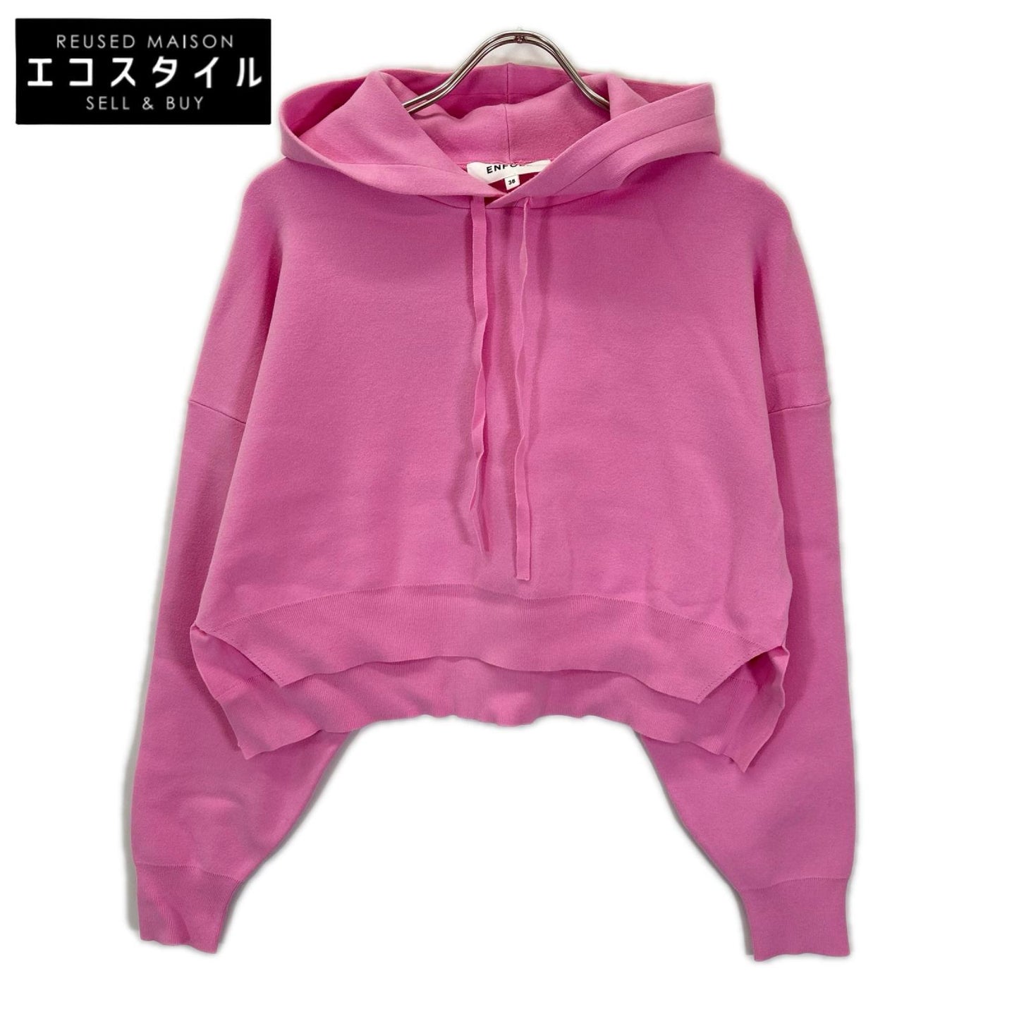ENFOLD エンフォルド 25AW 300IA170-1861 ピンク レーヨン混 CROPPED HOODED PULLOVER トップス