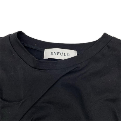 ENFOLD エンフォルド 26AW 300JA280-2901 ブラック コットン SMOCKING T-SHIRT トップス