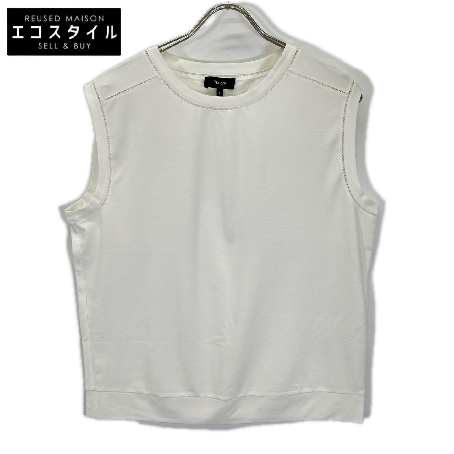 Theory セオリー 25SS 01-5201011 ホワイト レーヨン混 Interlock Knit 2 Muscle Tee トップス