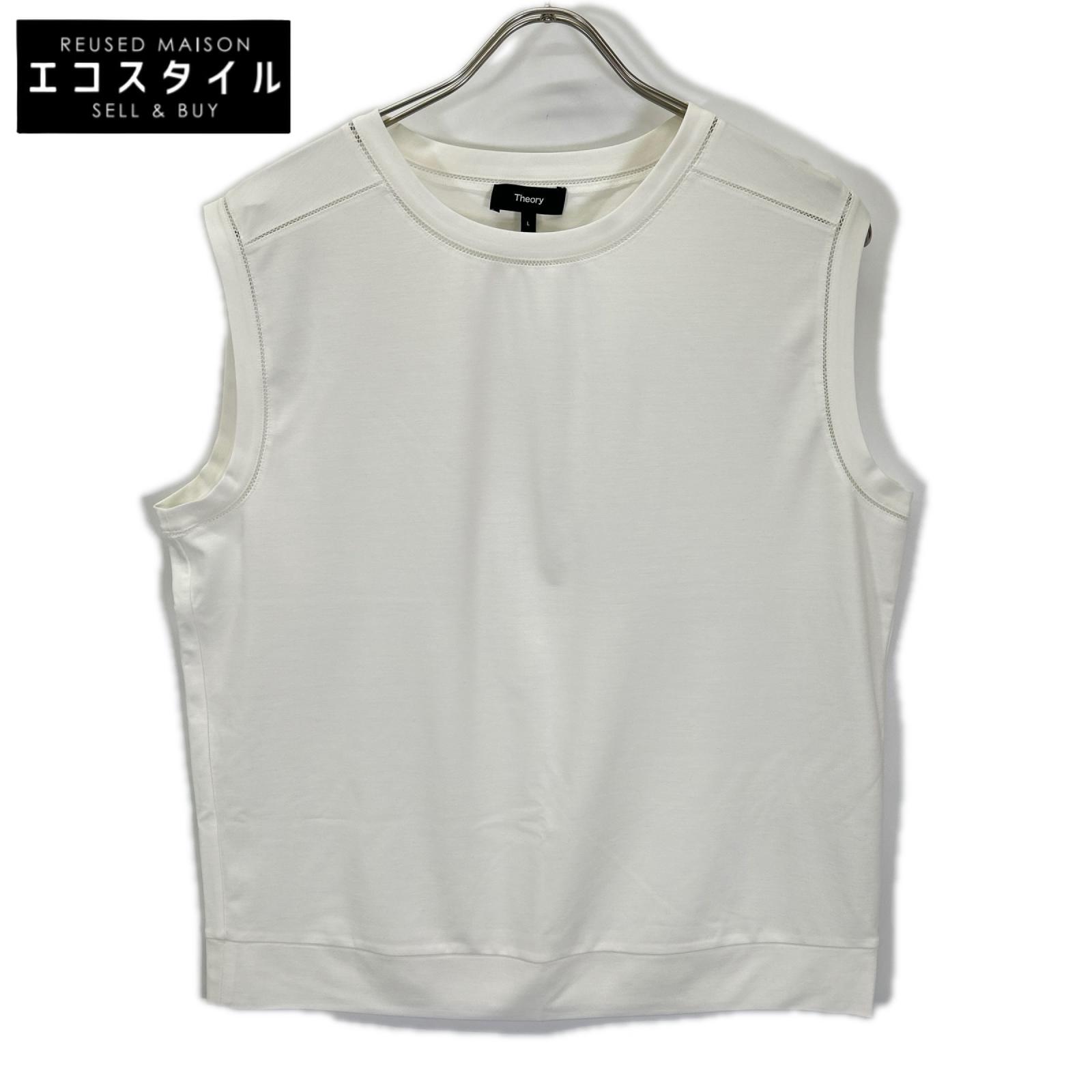 Theory セオリー 25SS 01-5201011 ホワイト レーヨン混 Interlock Knit 2 Muscle Tee トップス