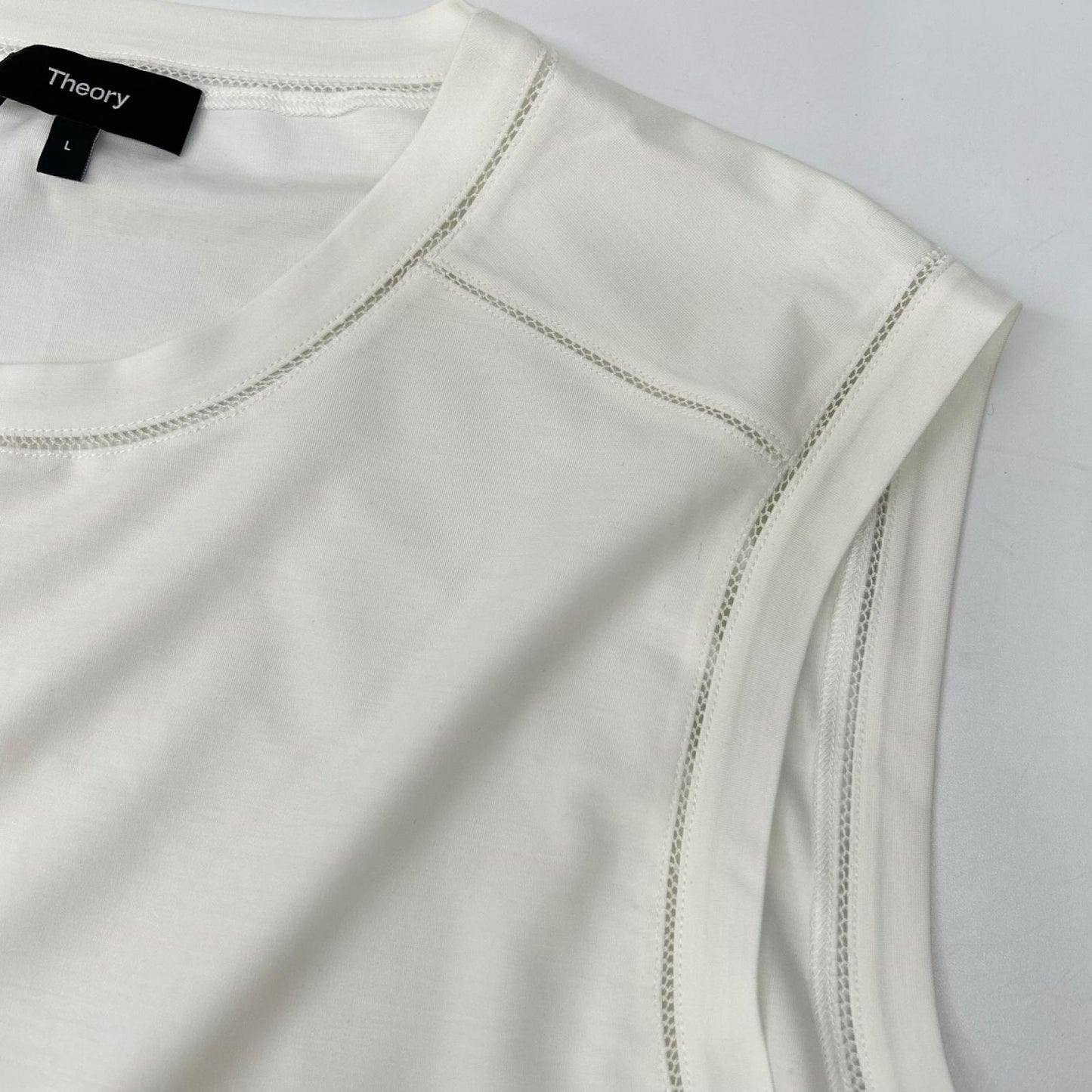 Theory セオリー 25SS 01-5201011 ホワイト レーヨン混 Interlock Knit 2 Muscle Tee トップス