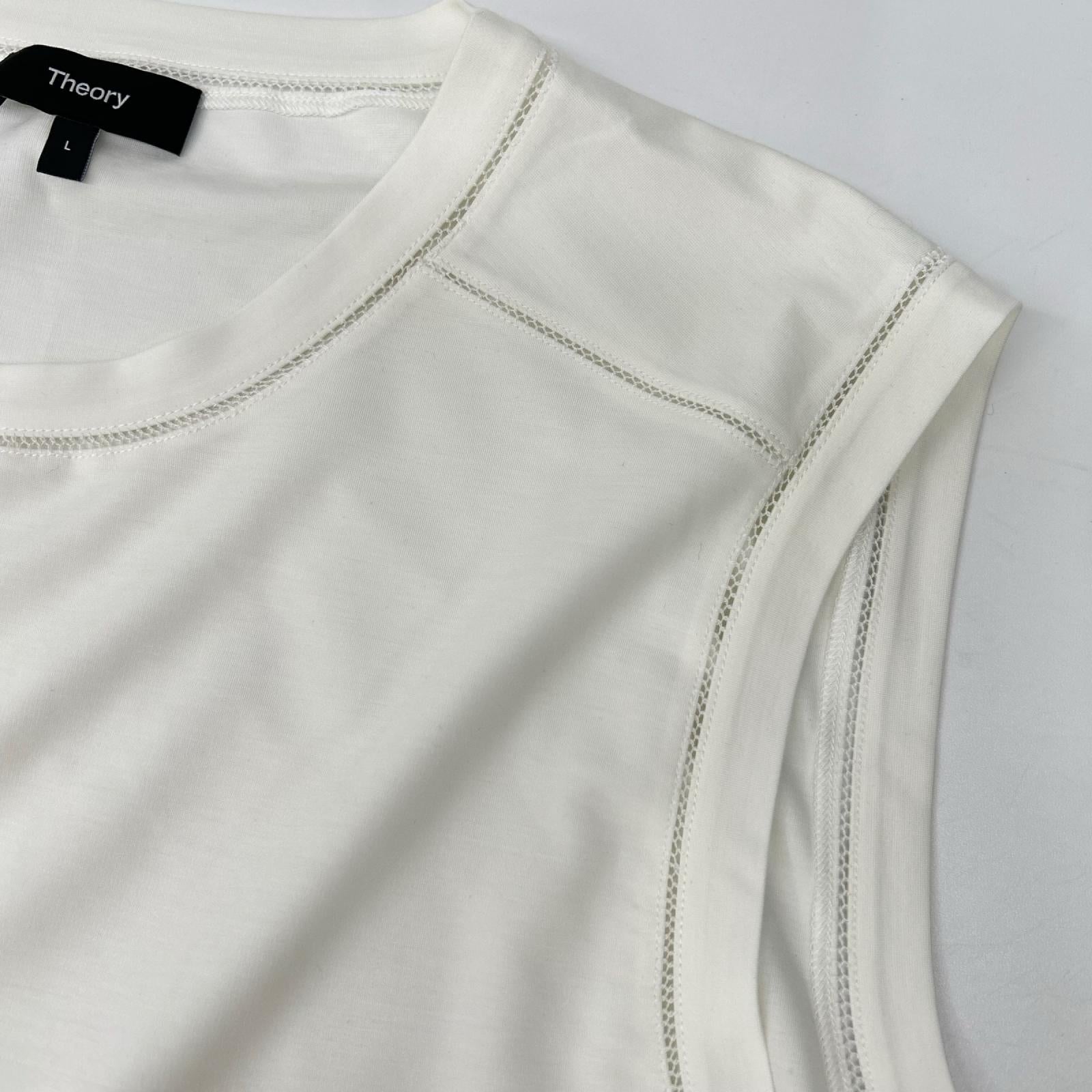 Theory セオリー 25SS 01-5201011 ホワイト レーヨン混 Interlock Knit 2 Muscle Tee トップス