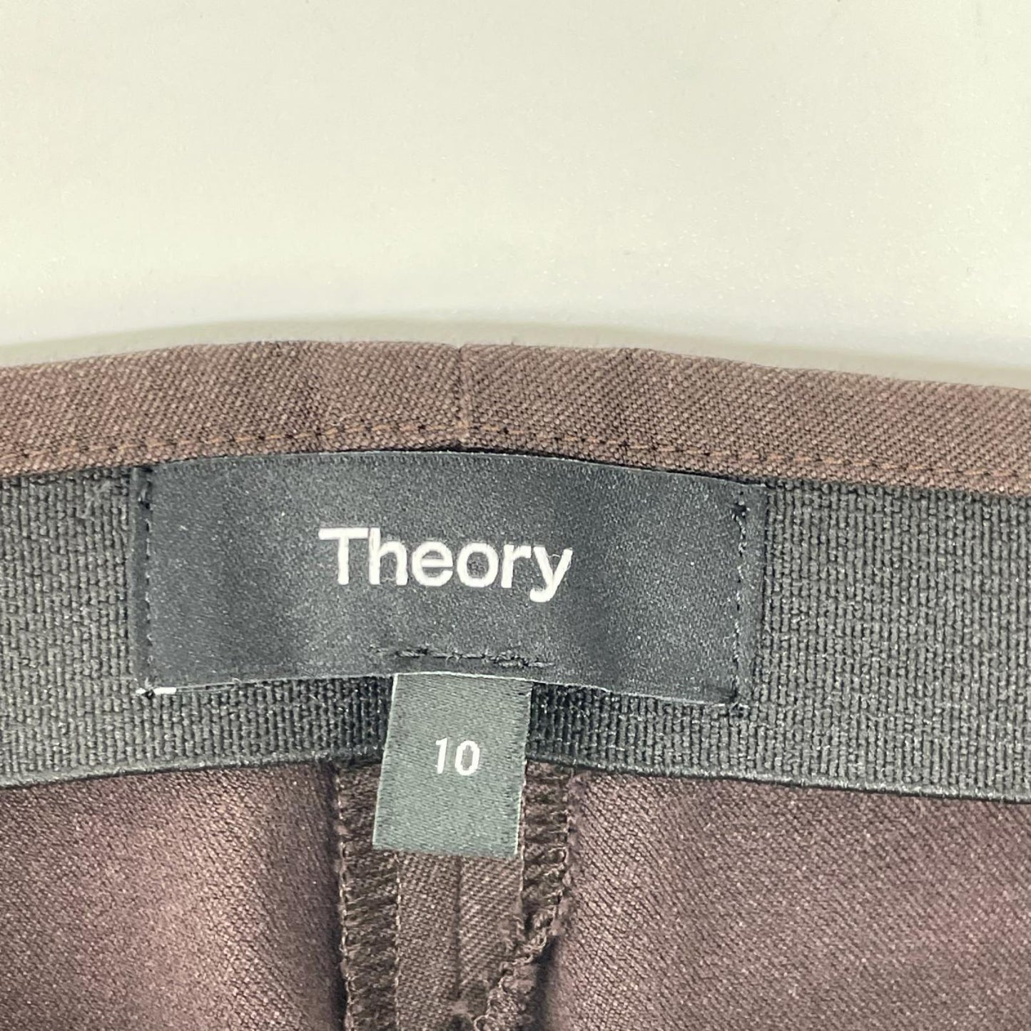 Theory セオリー 01-3306404 ダークブラウン コットン混 サイドジップ セミフレアパンツ ボトムス