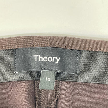 Theory セオリー 01-3306404 ダークブラウン コットン混 サイドジップ セミフレアパンツ ボトムス