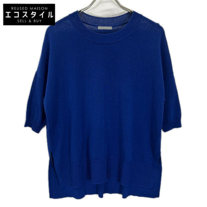theory luxe セオリーリュクス 03-4201703 ブルー リネン混 サイドスリット ショートスリーブニットソー トップス