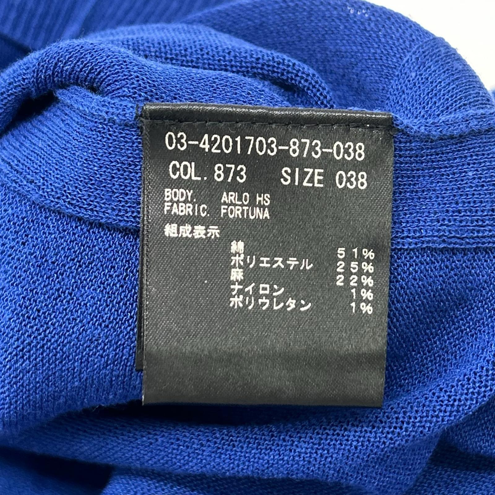 theory luxe セオリーリュクス 03-4201703 ブルー リネン混 サイドスリット ショートスリーブニットソー トップス