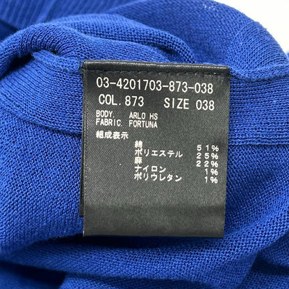 theory luxe セオリーリュクス 03-4201703 ブルー リネン混 サイドスリット ショートスリーブニットソー トップス