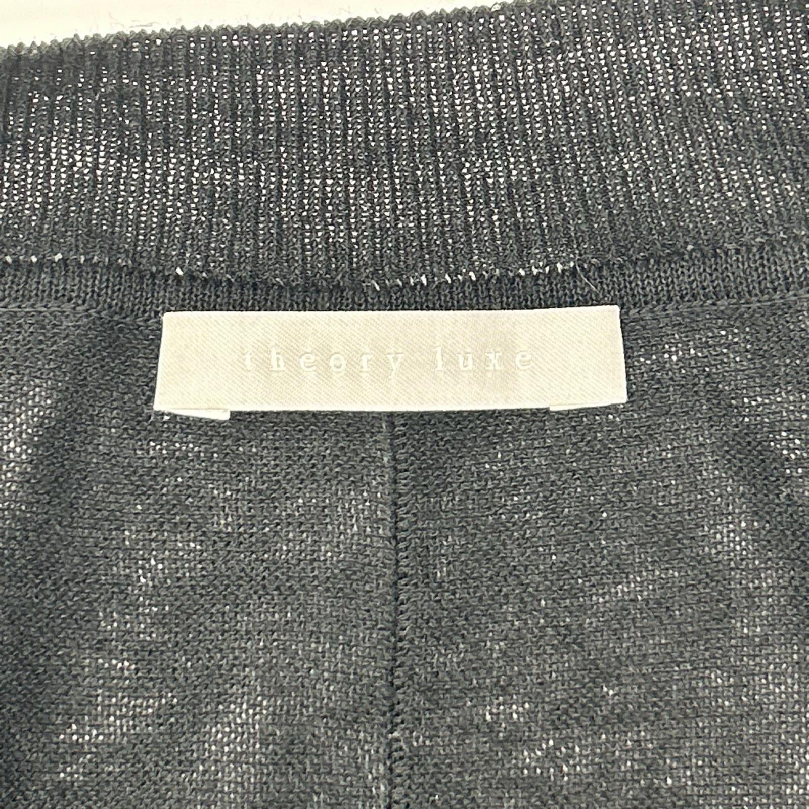 theory luxe セオリーリュクス 03-4201703 ブラック リネン混 サイドスリット ショートスリーブニットソー トップス