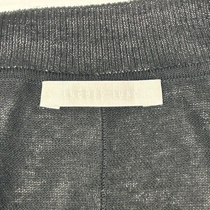 theory luxe セオリーリュクス 03-4201703 ブラック リネン混 サイドスリット ショートスリーブニットソー トップス