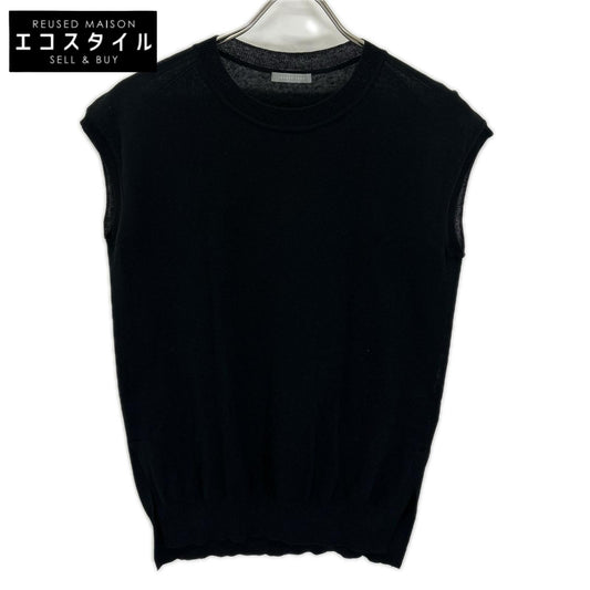 theory luxe セオリーリュクス 03-3101724 ブラック リネン混 サイドスリット ノースリーブニットソー トップス