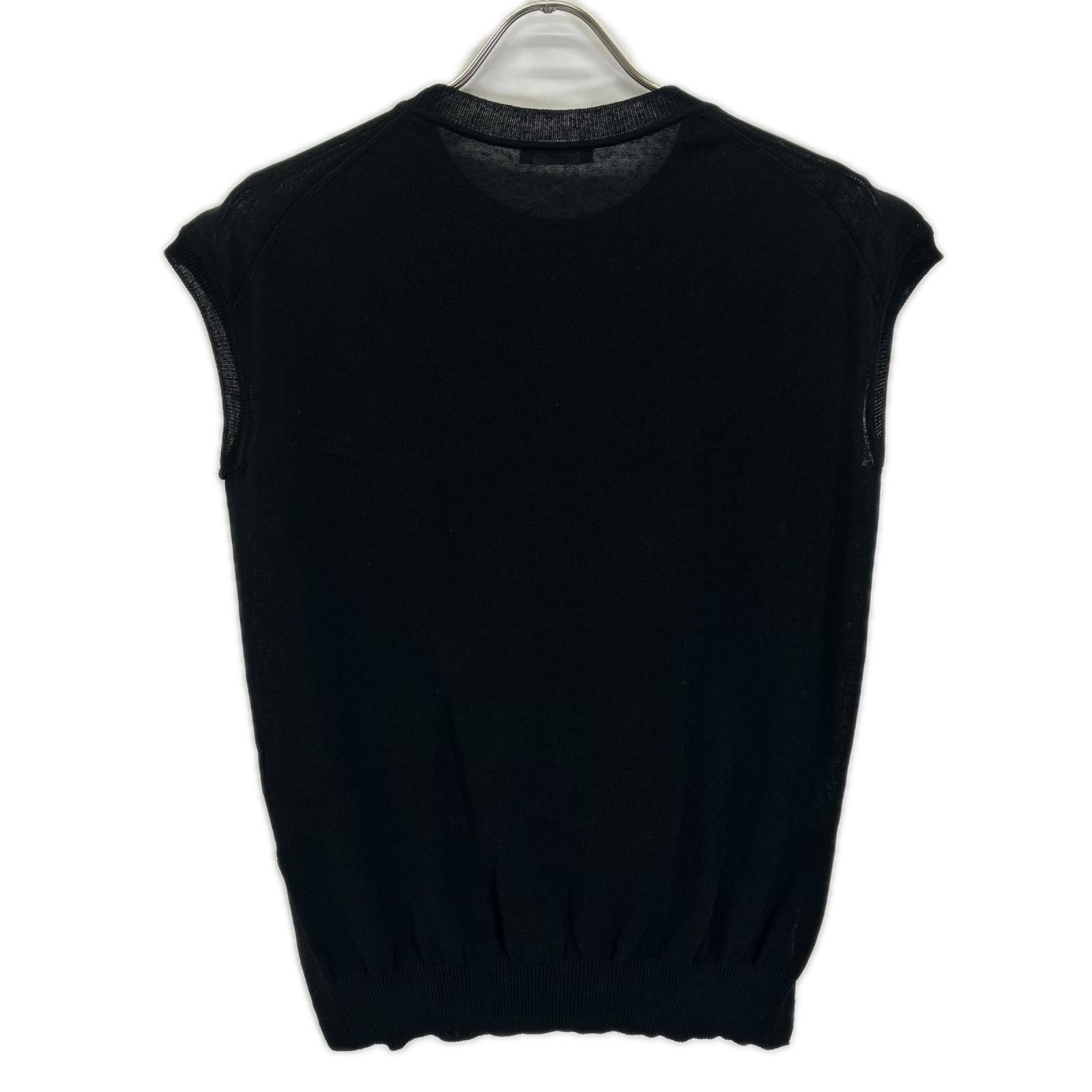 theory luxe セオリーリュクス 03-3101724 ブラック リネン混 サイドスリット ノースリーブニットソー トップス