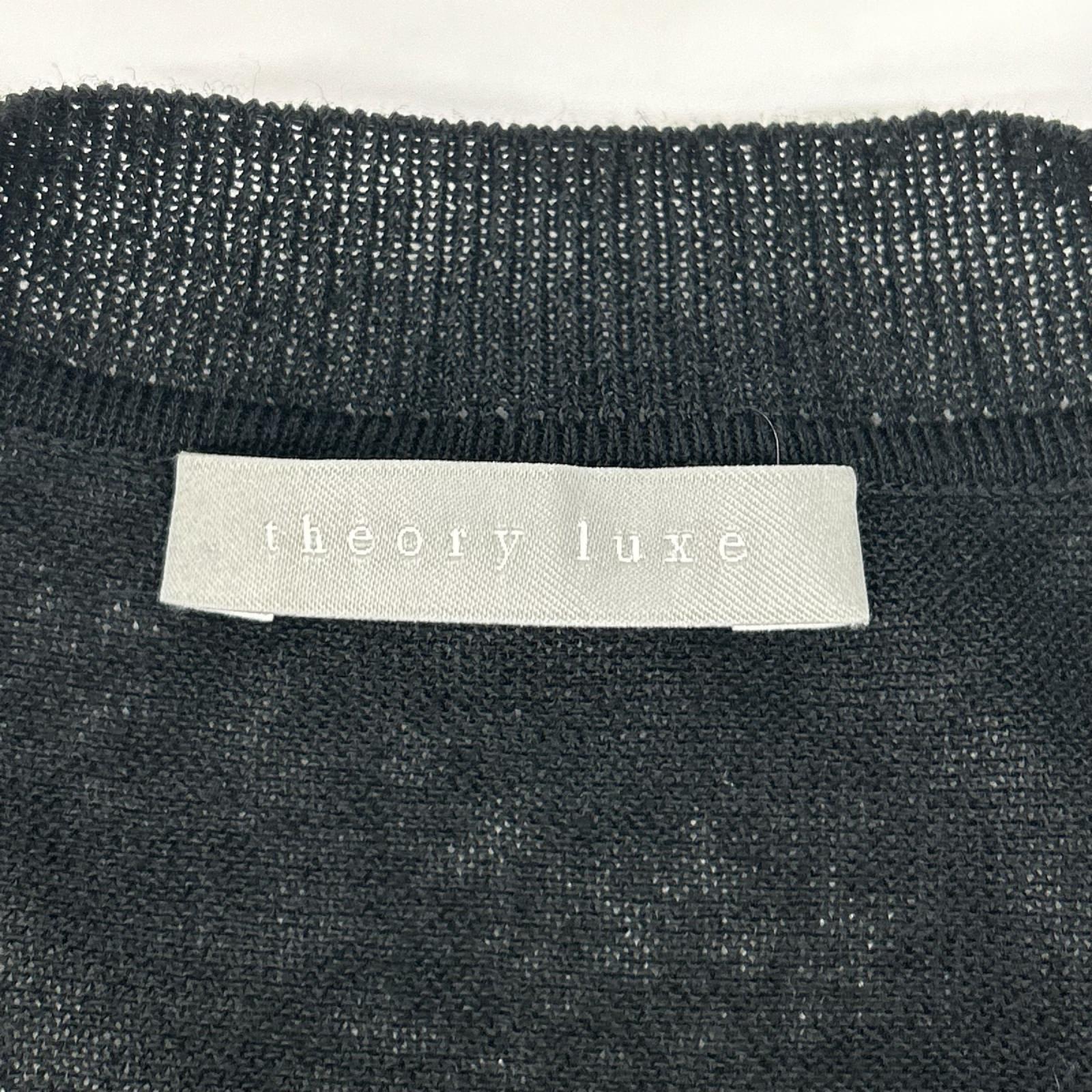 theory luxe セオリーリュクス 03-3101724 ブラック リネン混 サイドスリット ノースリーブニットソー トップス