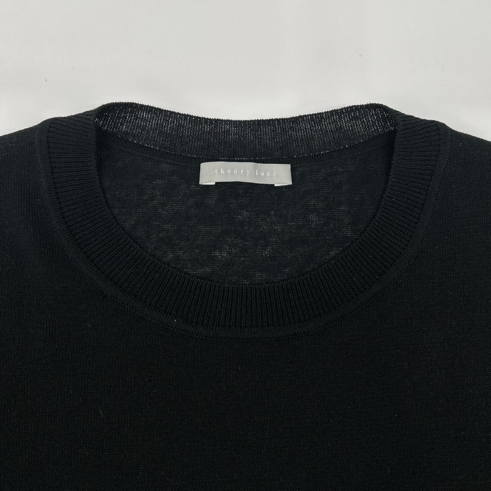 theory luxe セオリーリュクス 03-3101724 ブラック リネン混 サイドスリット ノースリーブニットソー トップス