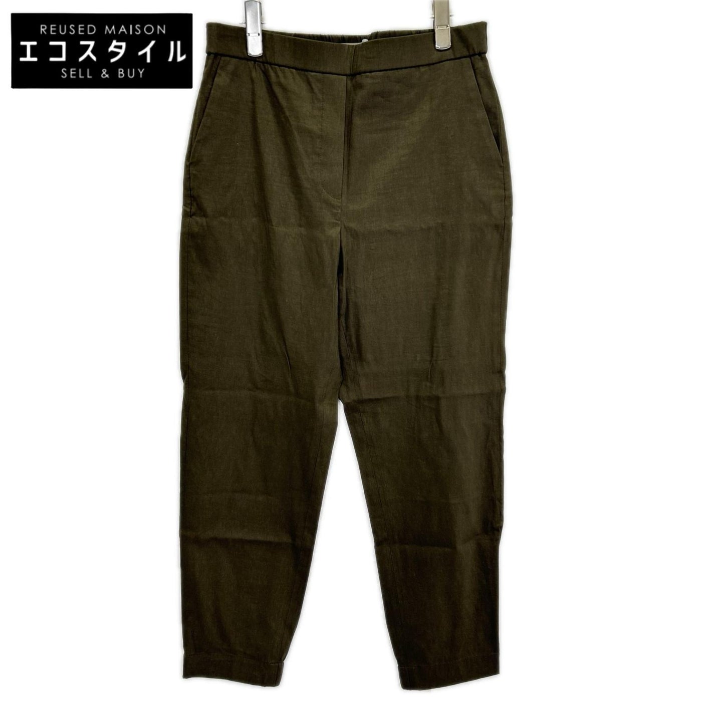 theory luxe セオリーリュクス 03-3106432 カーキ リネン混 ゴムウエスト テーパードイージーパンツ ボトムス