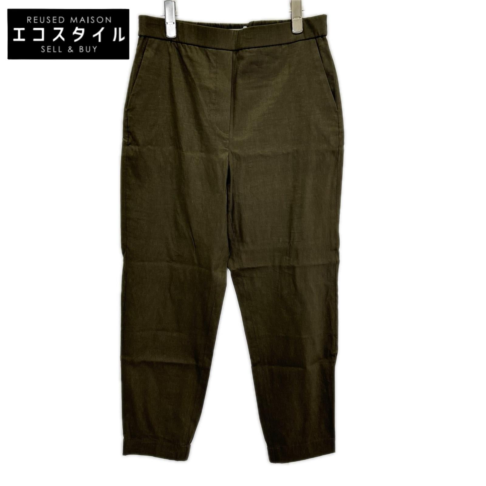 theory luxe セオリーリュクス 03-3106432 カーキ リネン混 ゴムウエスト テーパードイージーパンツ ボトムス