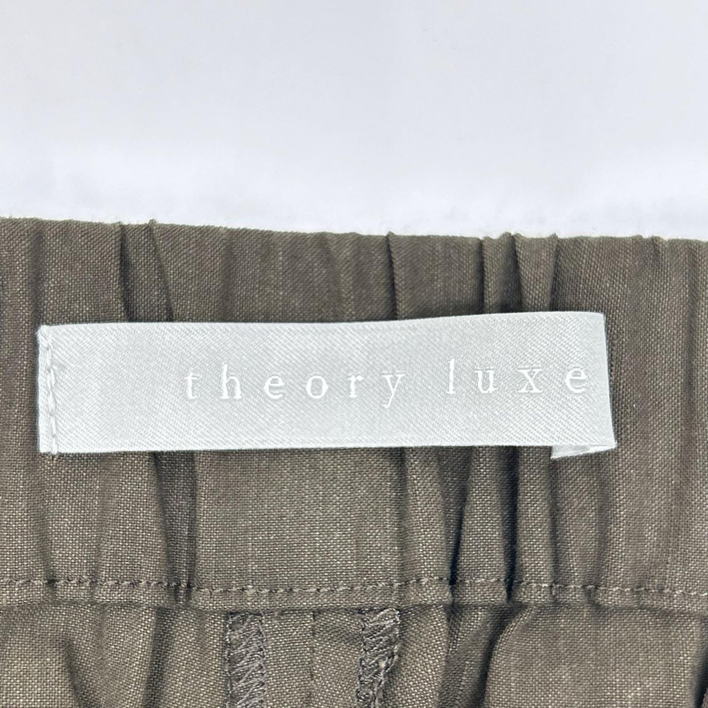 theory luxe セオリーリュクス 03-3106432 カーキ リネン混 ゴムウエスト テーパードイージーパンツ ボトムス