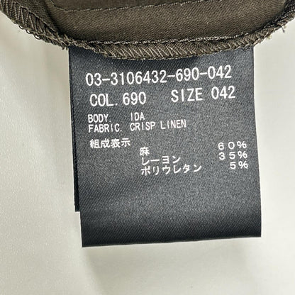 theory luxe セオリーリュクス 03-3106432 カーキ リネン混 ゴムウエスト テーパードイージーパンツ ボトムス