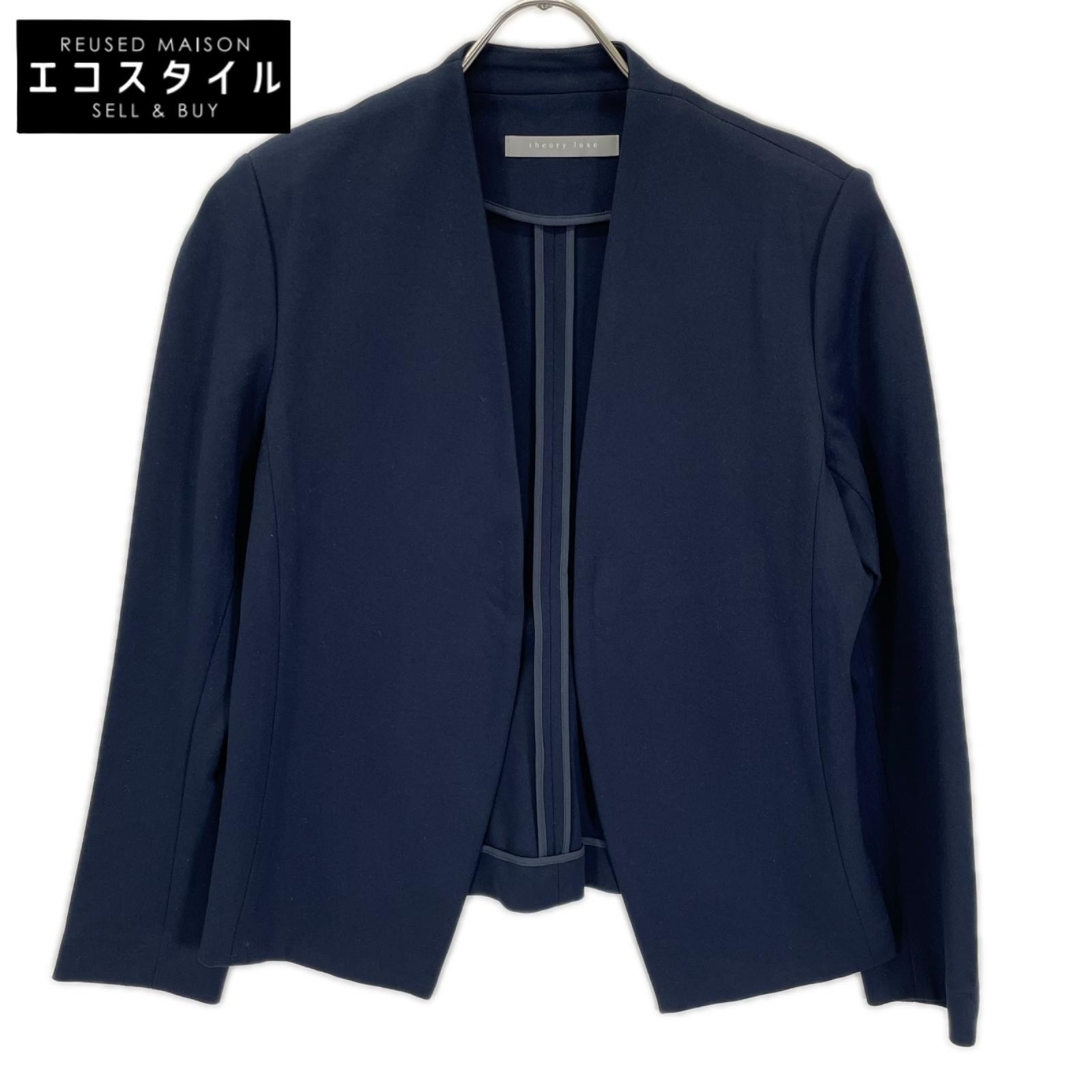 theory luxe セオリーリュクス 03-7104045 ネイビー レーヨン混 ボタンレス ジャージーテーラードジャケット ジャケット