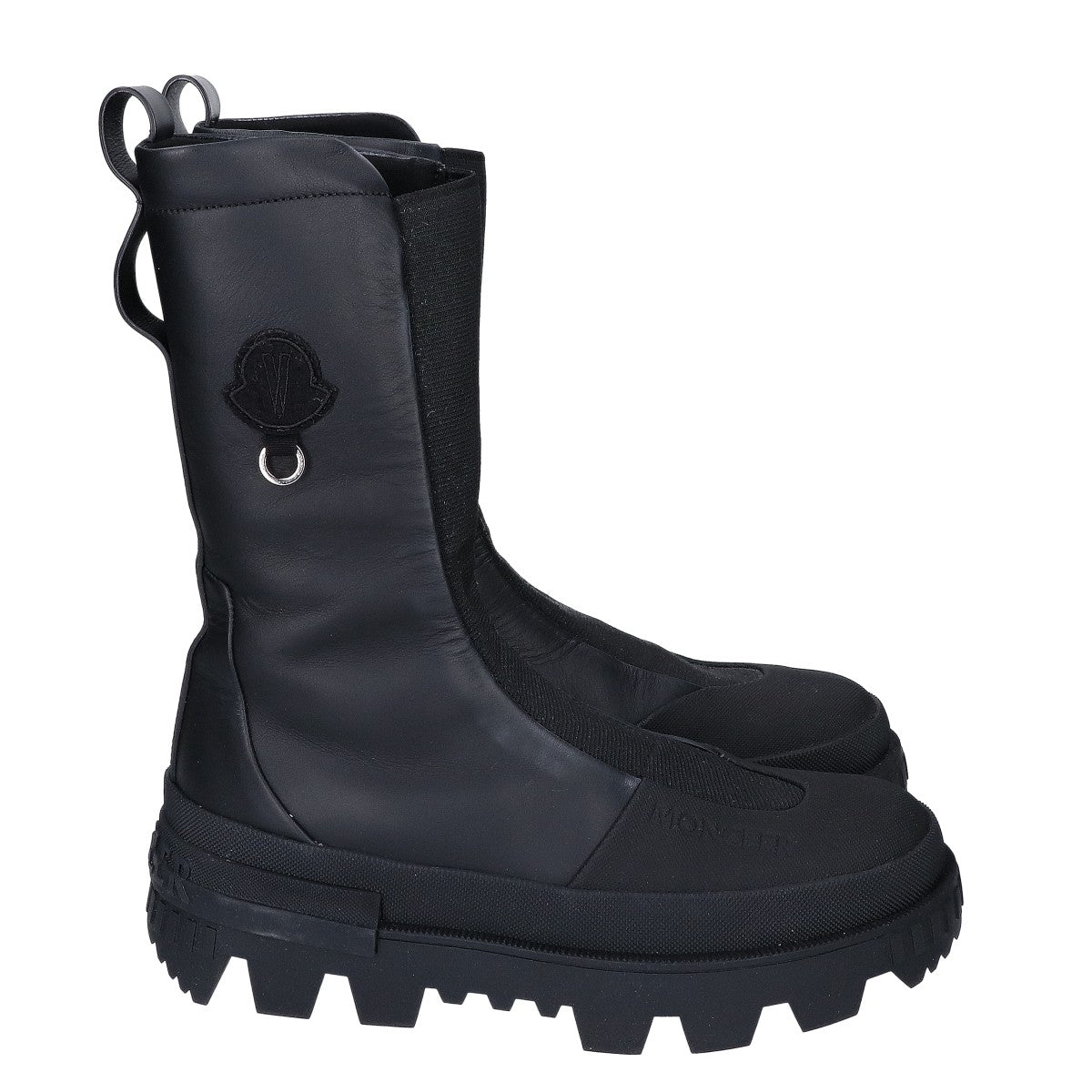 MONCLER モンクレール 【GENIUS】×Willow Smith 24年製 SALIX ブラック レザー×テクニカルファブリック Oリング アンクルハイブーツ シューズ