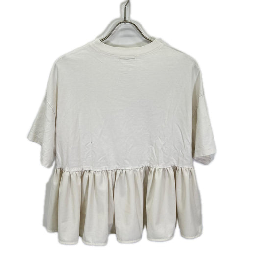 yori ヨリ ホワイト ヘムフリルワイドトップス トップス