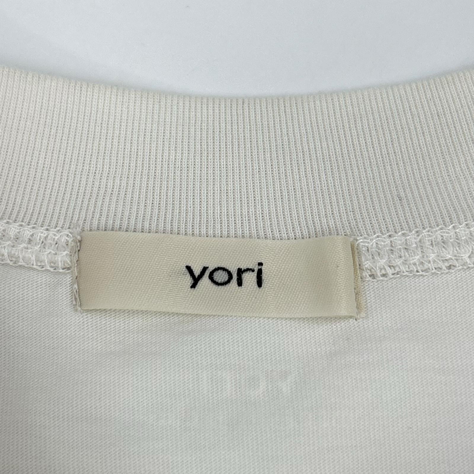 yori ヨリ ホワイト ヘムフリルワイドトップス トップス