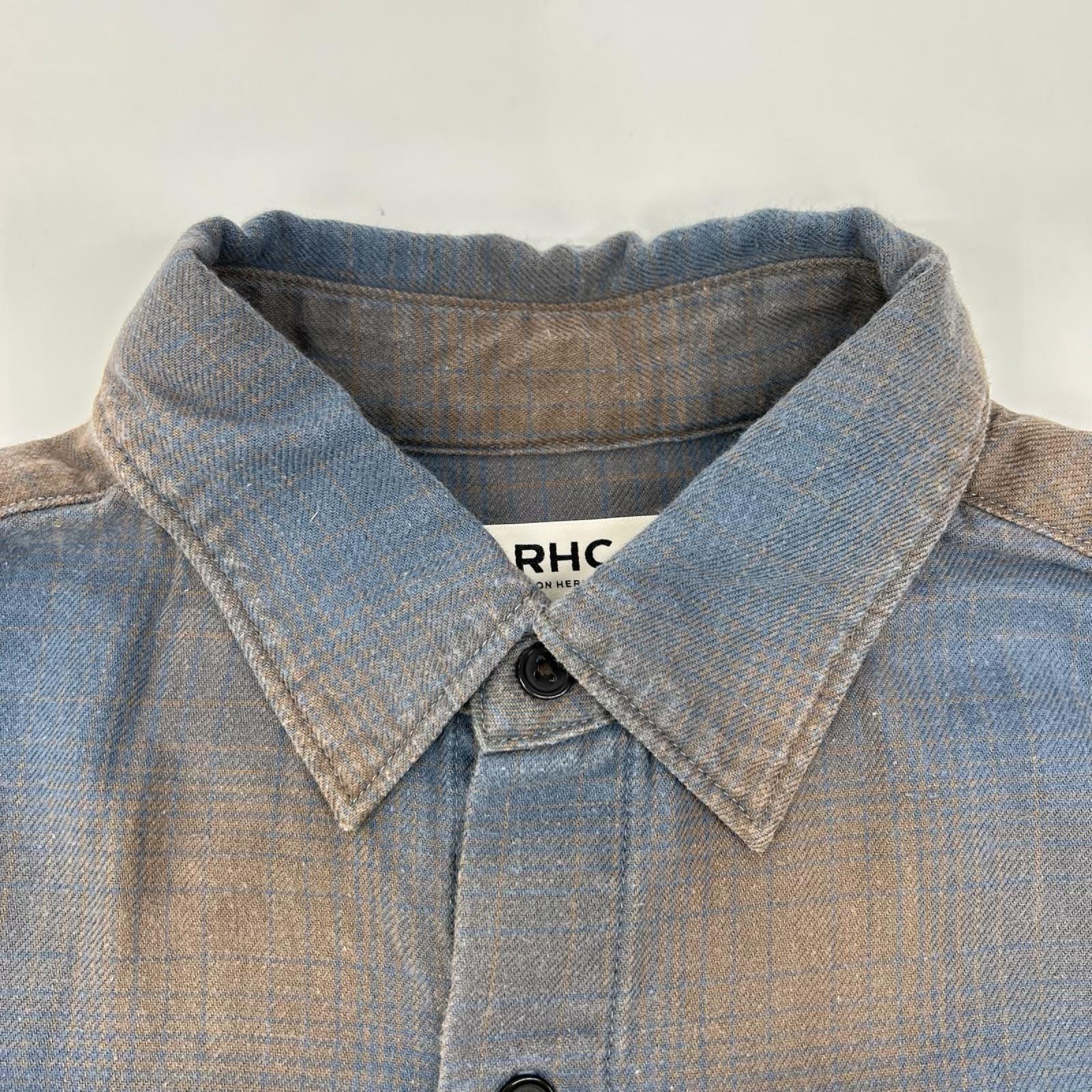 RHC アールエイチシー 4220700090 ブルー×ブラウン コットン ロングスリーブオンブレチェックシャツ トップス