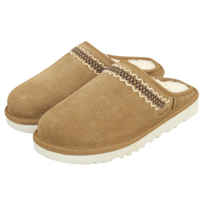 UGG アグ 新品同様 アサーソン クラシック スエード×シープスキン 刺繍 ロゴ スリッポン シューズ レディース ベージュ 24cm 1162330 シューズ