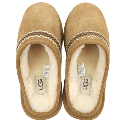 UGG アグ 新品同様 アサーソン クラシック スエード×シープスキン 刺繍 ロゴ スリッポン シューズ レディース ベージュ 24cm 1162330 シューズ